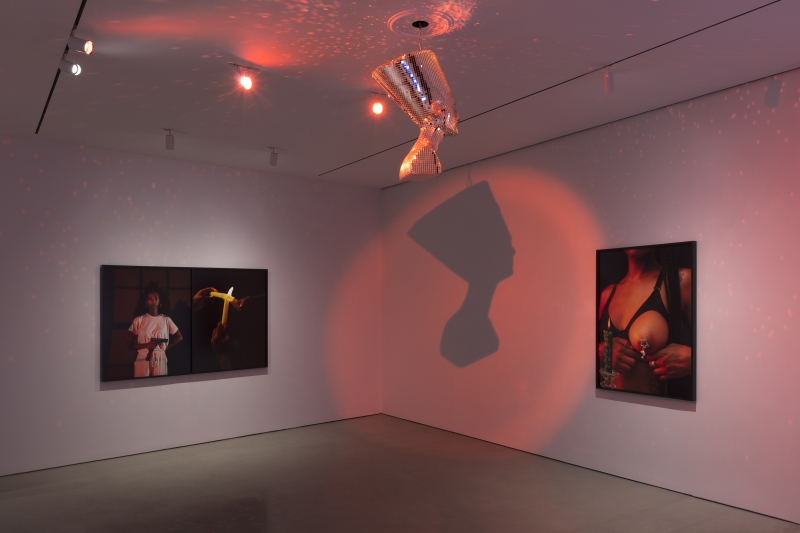 Installation view of Awol Erizku: Mystic Parallax at The FLAG Art Foundation, 2020. Photography by Steven Probert.