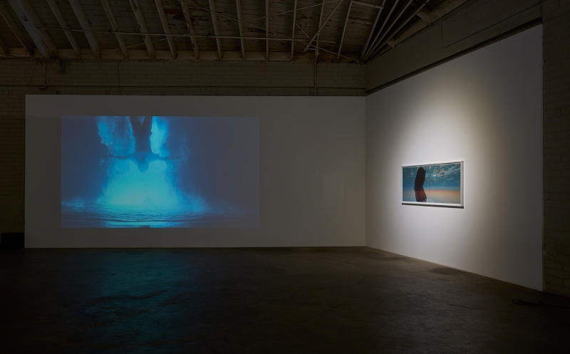 "Illusion," installation view, 2016. Pictured: Cheng Ran, "Angels of the Millennium #6," 2012 (video); "Always I Trust, Film Still No. 2," 2014.