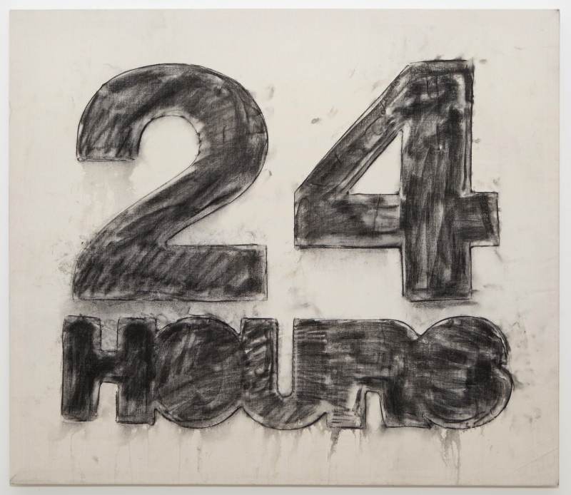 "24 Hours," charcoal on canvas, 2013