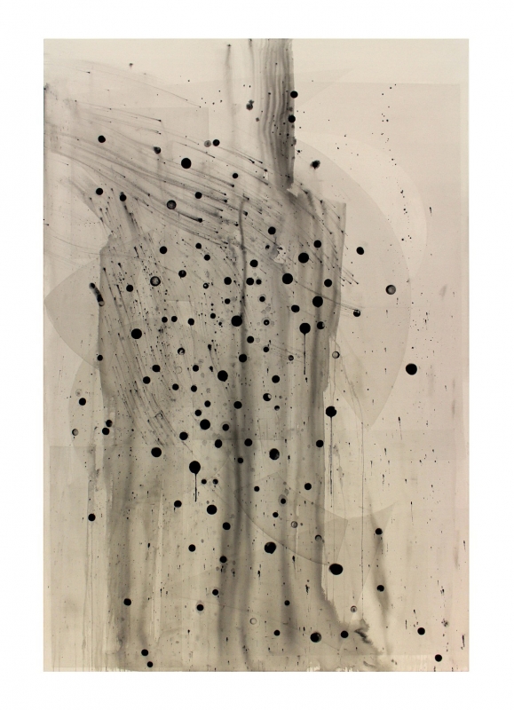 Shawn Kuruneru, "Untitled (Black dots with transparent shapes)," 2017