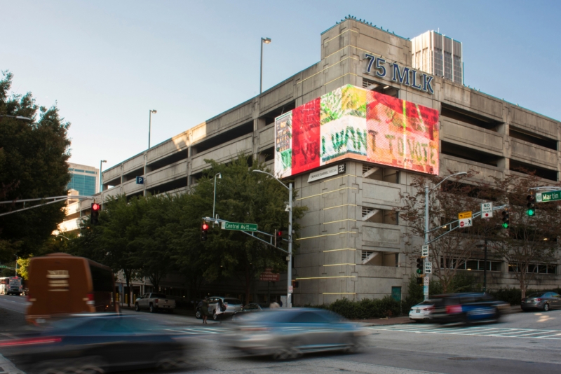 Tomashi Jackson's digital billboard for "Art for Action,"organized by Orange Barrel Media (OBM), Atlanta, GA, 2020.
