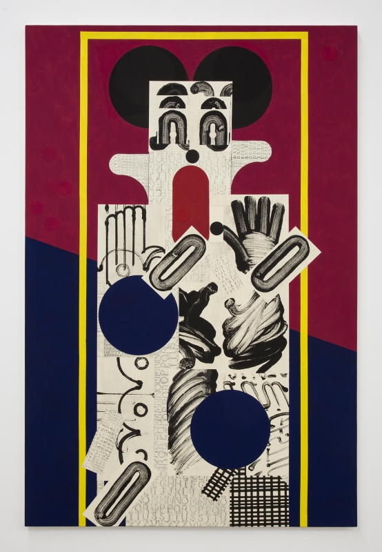 David Korty, "Figure on blue and violet with two hands," 2019