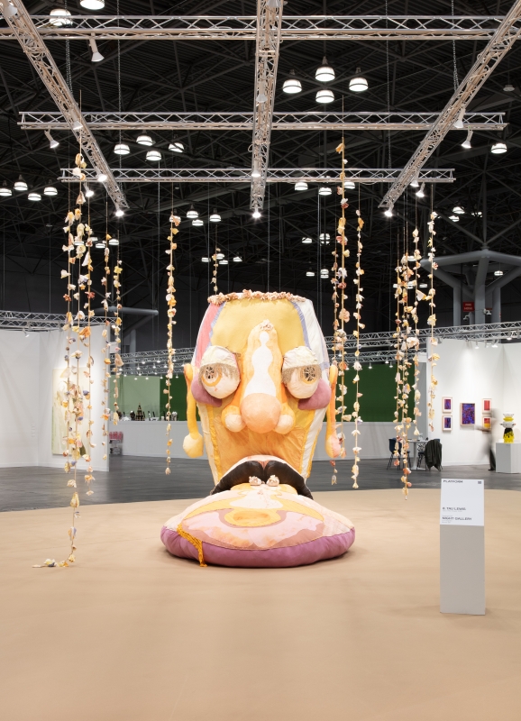 Tau Lewis, "Opus (The Ovule)," installation view at The Armory Show, Platform Sector, New York, NY, 2021.