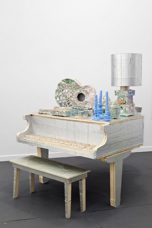 Piano from "Mass Murder," Installation view at Frieze NY, 2014