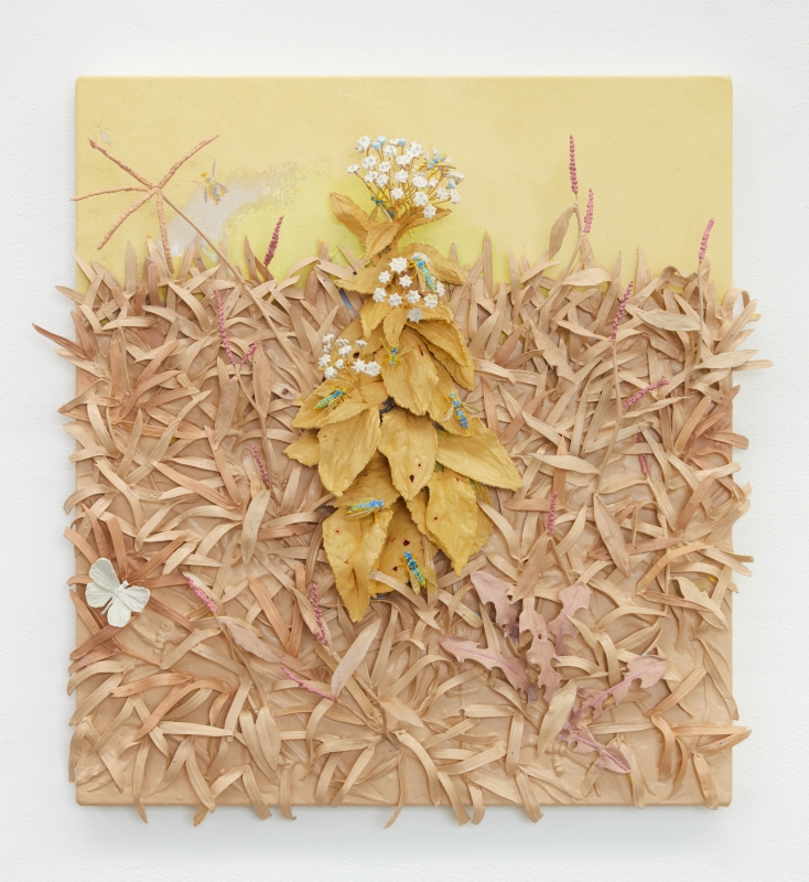 Michael Assiff, "Volunteers with Yellowjackets and Cabbage White Butterfly (11-0617 Transparent Yellow, 13-0916 Chamomile, 15-1046 Mineral Yellow, 14-1212 Frappé)," 2021