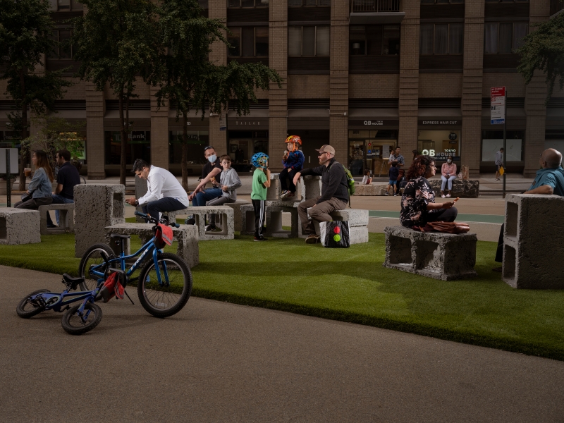 "Social Block," installation view at Flatiron Plaza, New York, NY, 2021. Photo: Elizabeth Bick